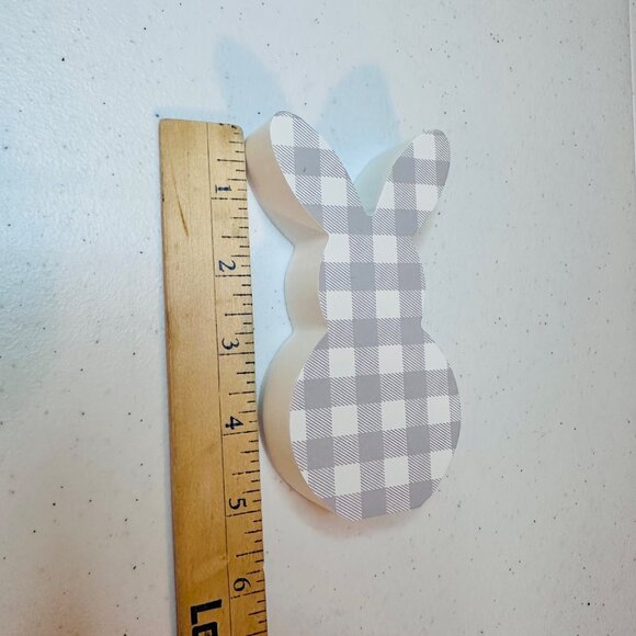 Buffalo Plaid Easter Bunny Decoration Springtime Tiered Tray Spring Decoration - Picture 4 of 7